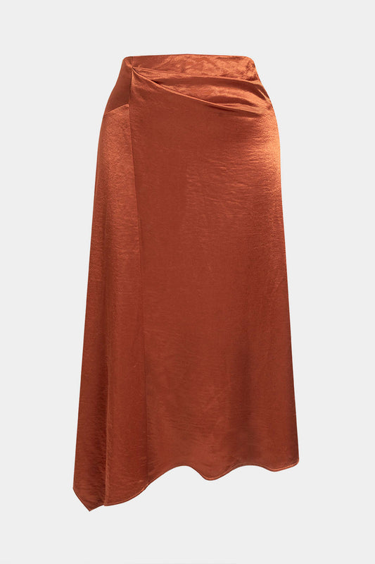 Plus Size Satin Asymmetrical Skirt