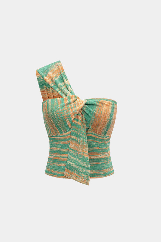 Knit Twist Knot One Shoulder Short Tank Top