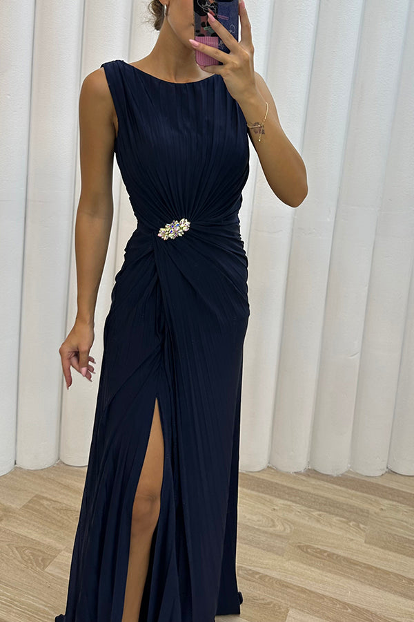 Deena - Embellished Slit Evening Maxi Dress