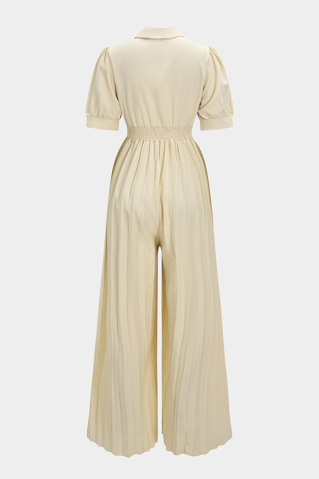 Knotted Pleated Tie-Front Short Sleeve Jumpsuit