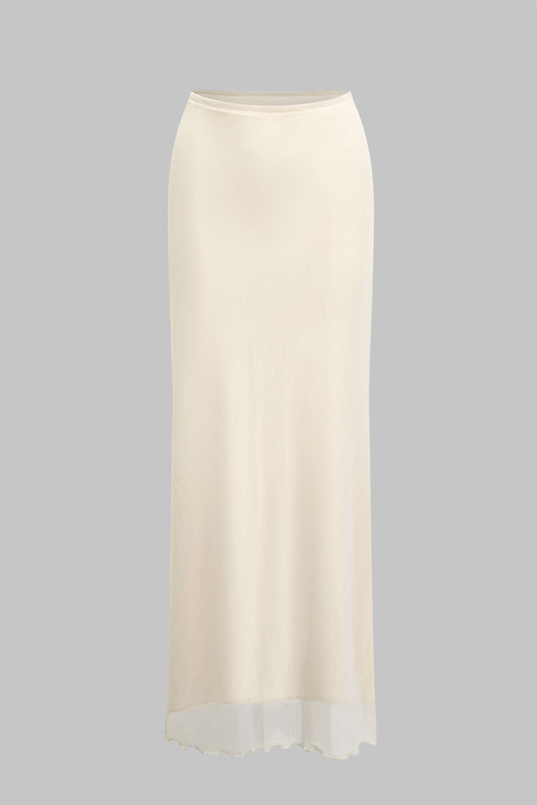 Ruched Sleeveless Double-Layered Mesh Split Strapless Top And Maxi Skirt Set