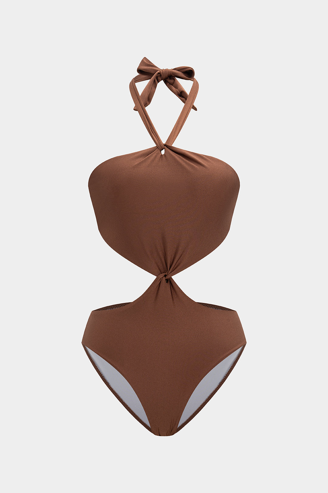 Halter Neck Cut Out Backless Tie-Up One-Piece Swimsuit