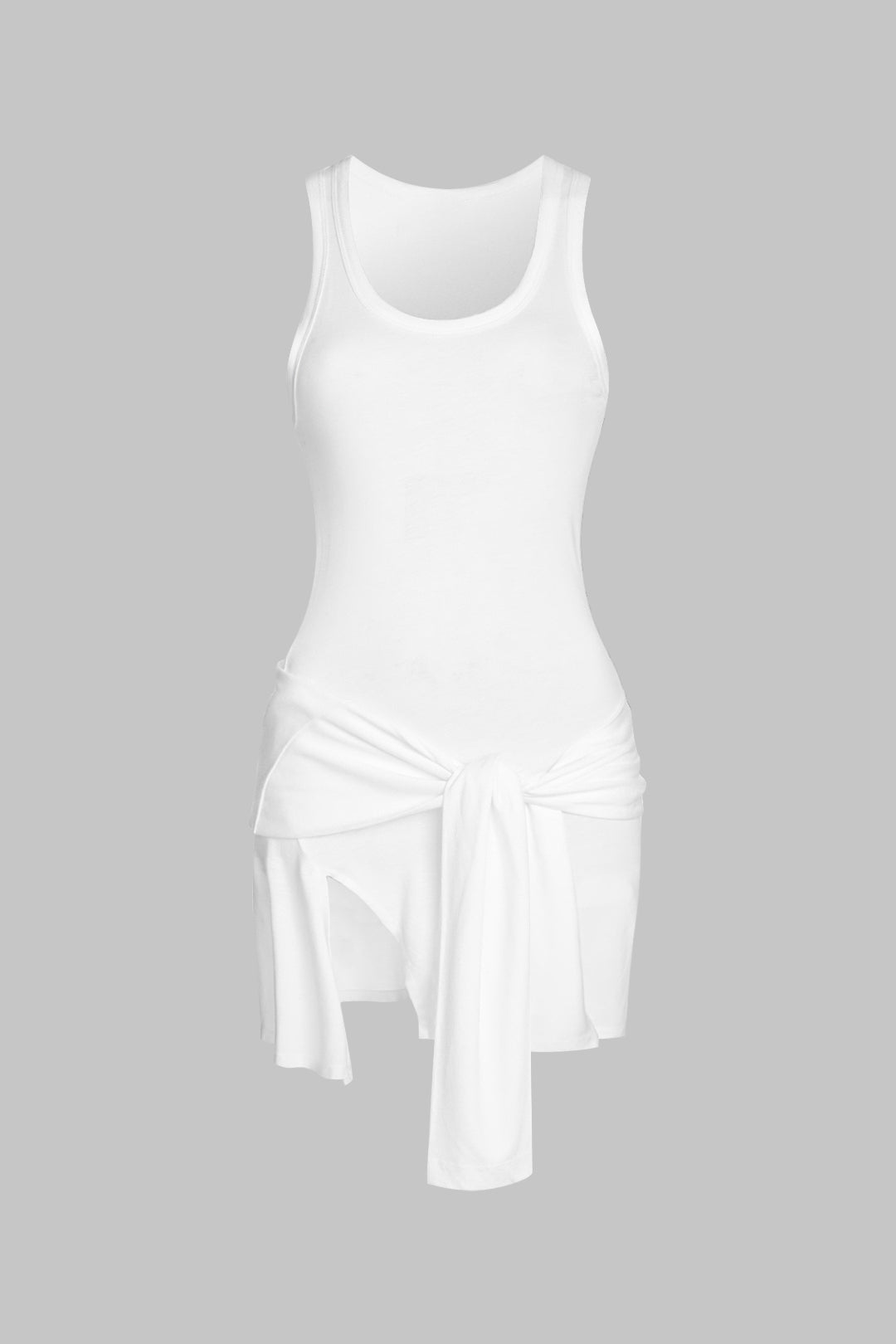 Tie Front Asymmetrical Sleeveless Mini Dress