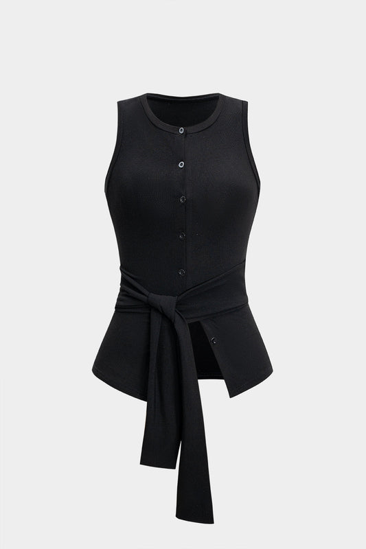 Button Tie-Front Tank Top