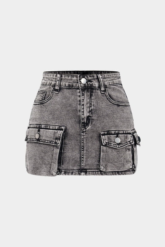 Denim High Waist Pocket Skirt