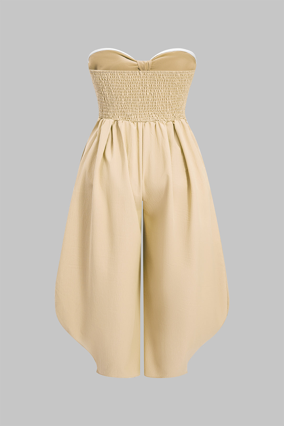 Plus Size Wrap Smocked Shirred Sleeveless Jumpsuit