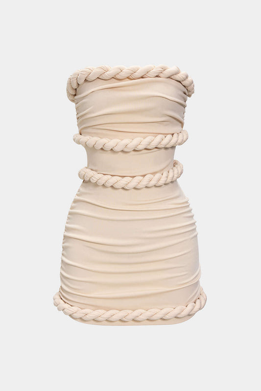 Twist Knot Strapless Sleeveless Mini Dress