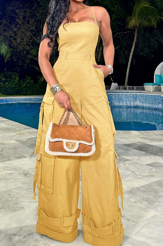 Solid Pocket Slip Jumpsuit