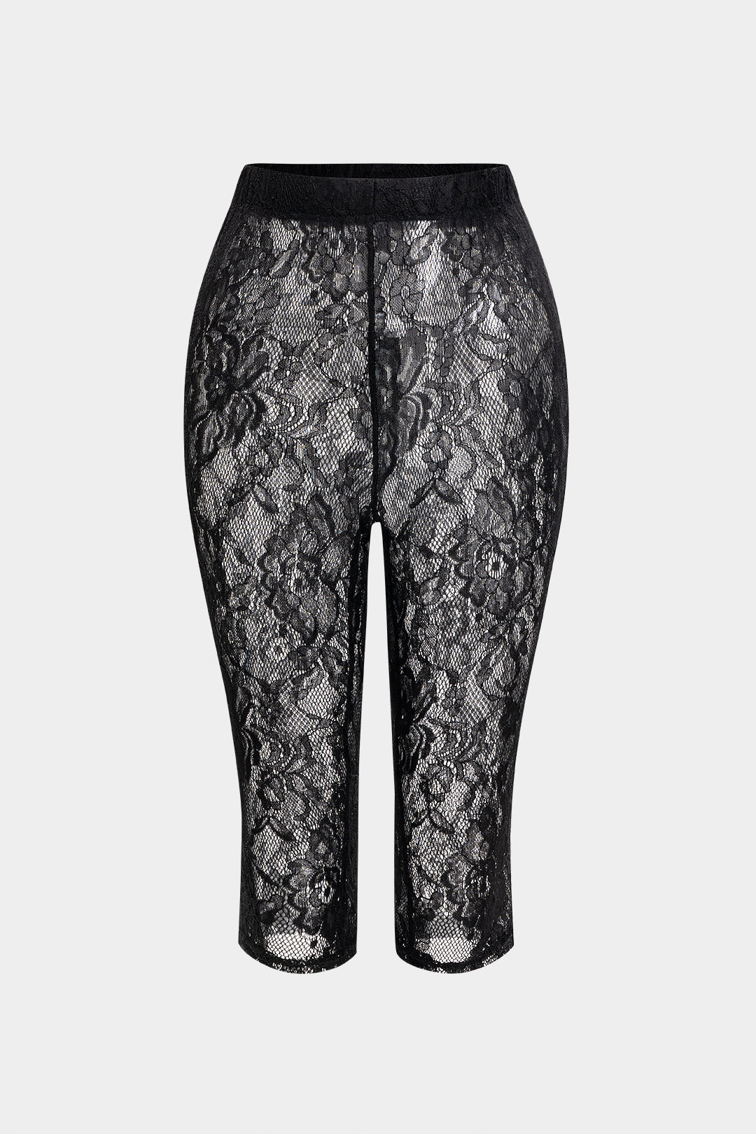 Lace Floral Pattern Sheer Shorts
