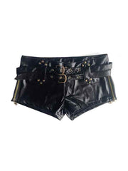 Dark Hip Hop PU Leather Hollow Shorts