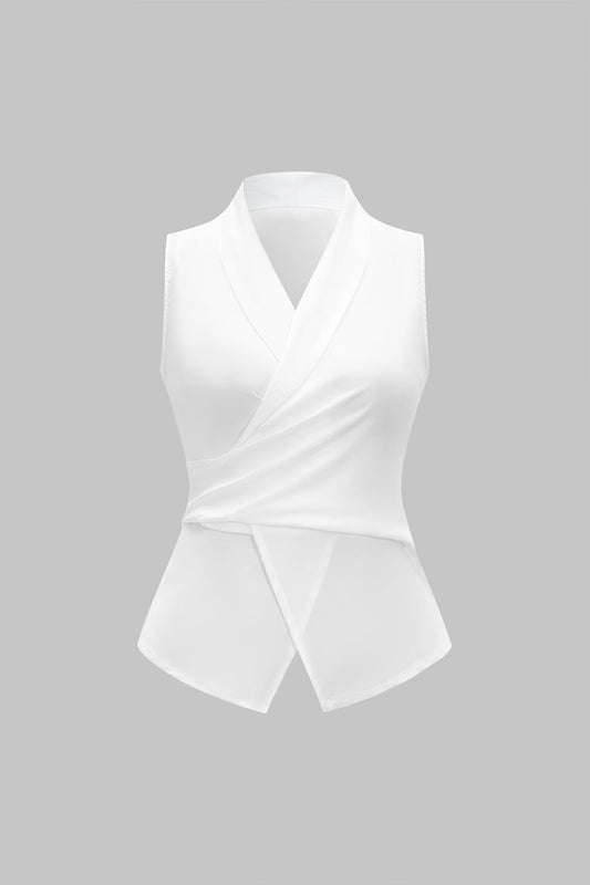 Satin Crossed Ruched Strappy Tank Top