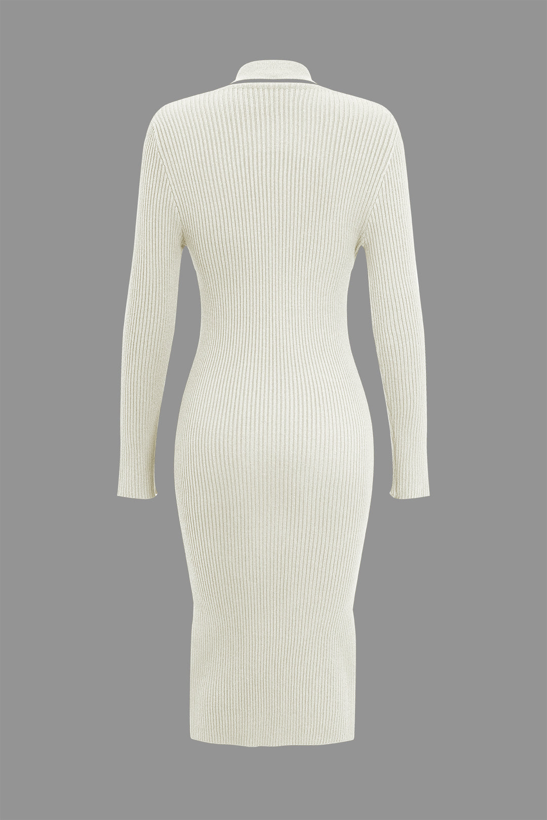 Basic Solid Crossed Long Sleeve Sweater Midi Dress