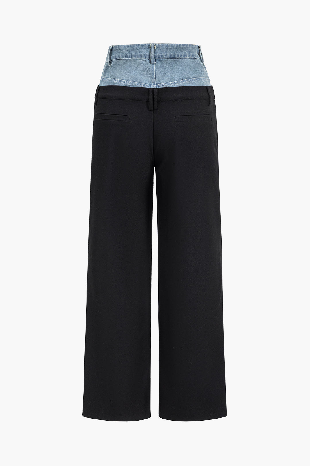 Denim Patchwork Straight Trousers