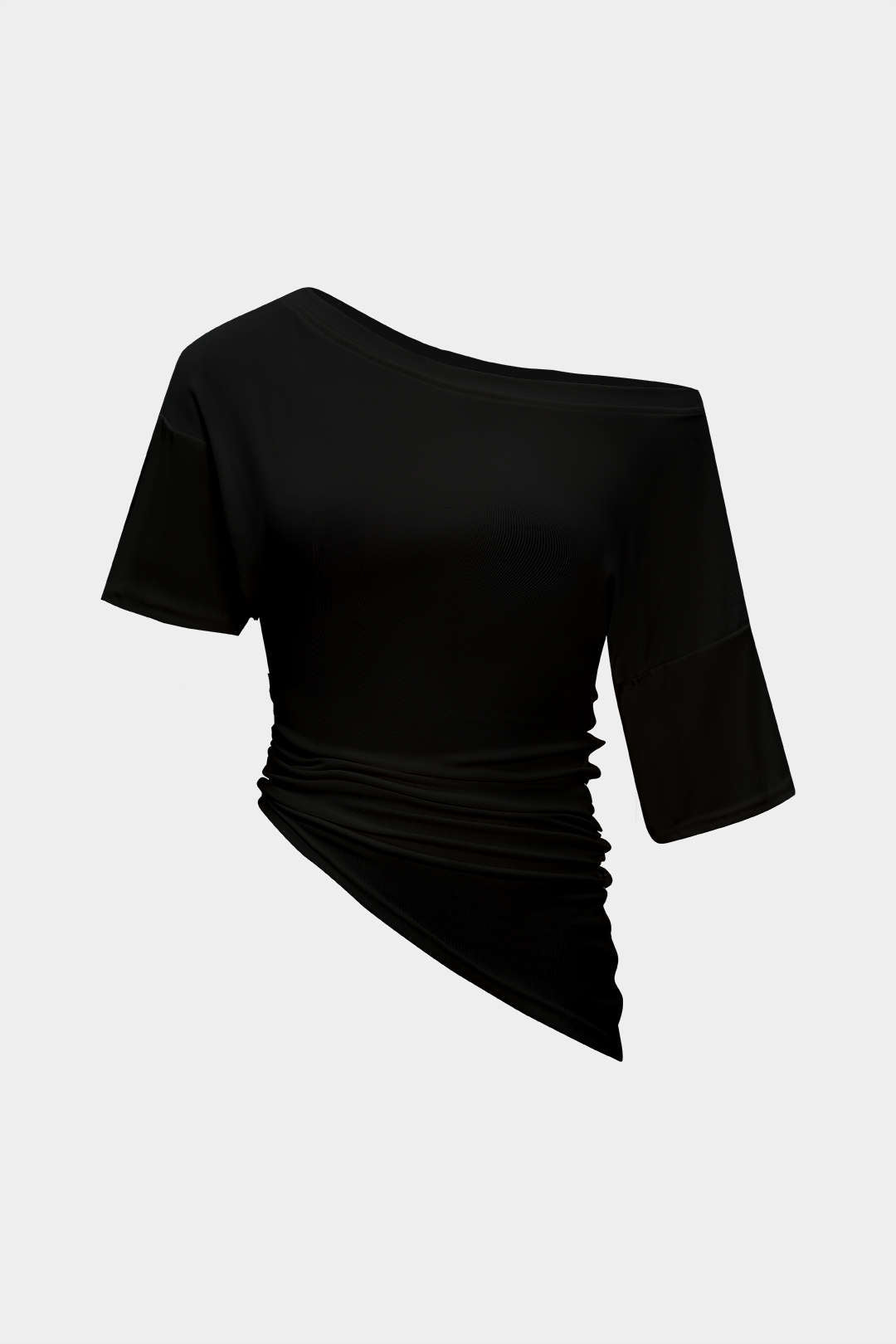 Asymmetrical Short Sleeve Ruched T-Shirt