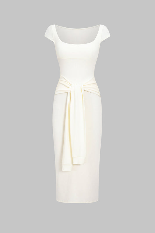 Solid Tie Midi Dress