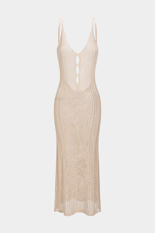 V-Neck Cut Out Backless Slip Sleeveless Cover Up