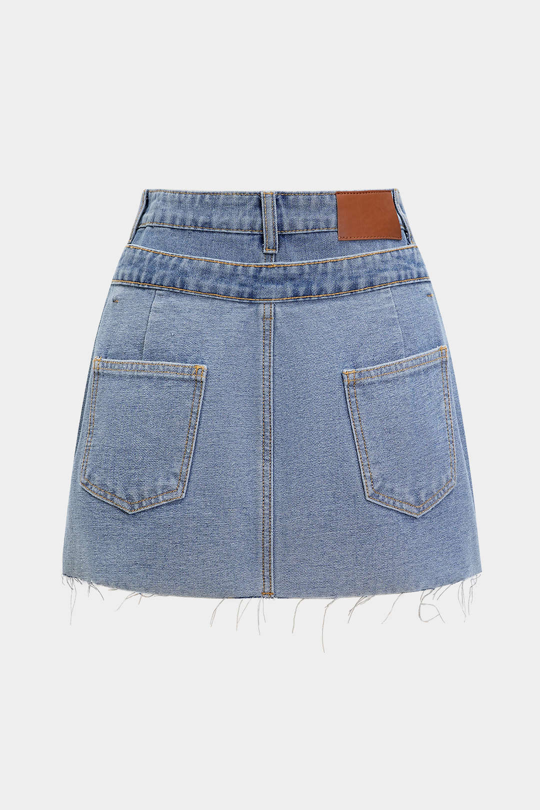 Denim Double Waistband Mini Skirt