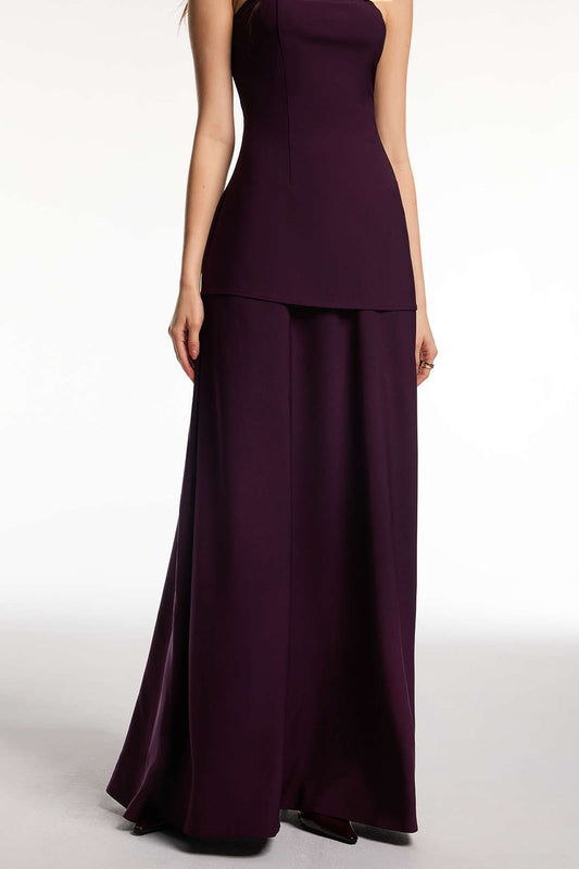 Solid Ruched Maxi Skirt