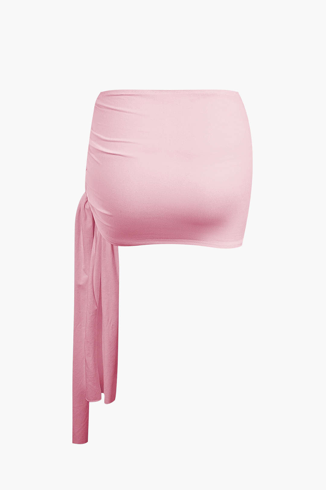 Basic Asymmetrical Ruched Crop Top And Tie Mini Skirt Set