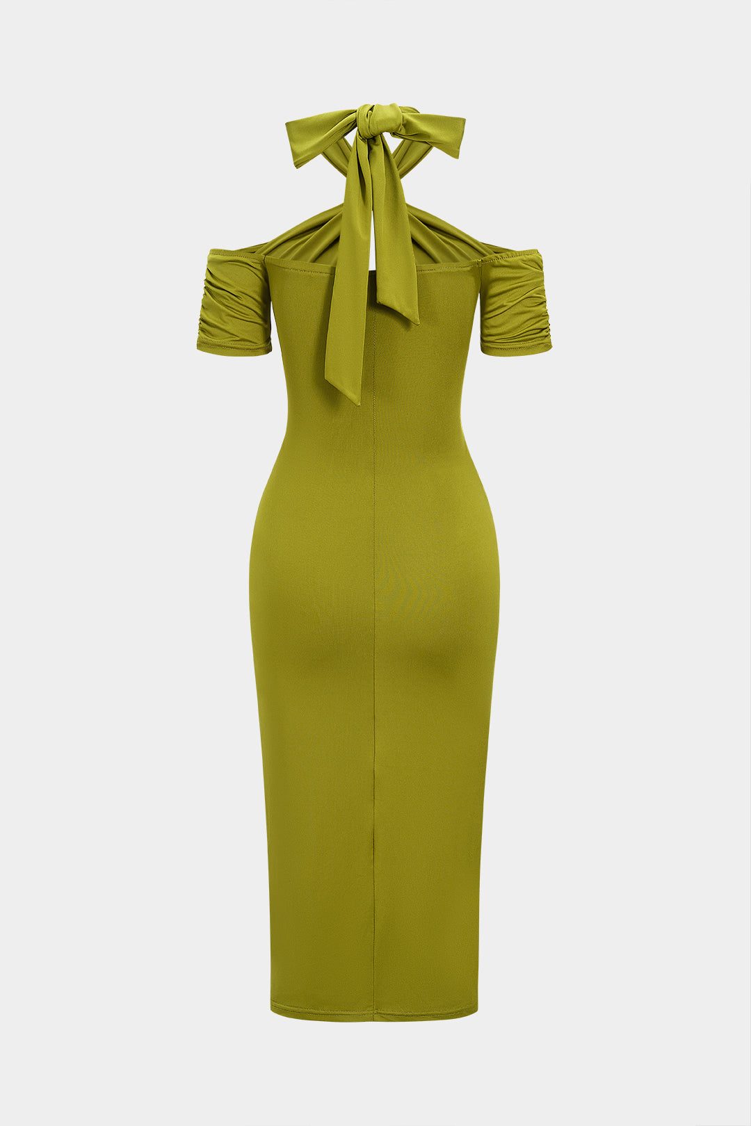 Halter Neck Ruched Maxi Dress
