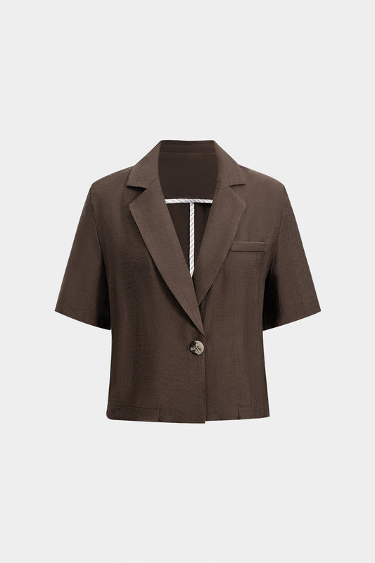 Solid Button Short-Sleeve Shirt