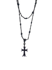 Cross Necklace with Double Layered Beads