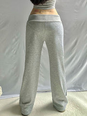 Grey Retro Flare Leg Pants