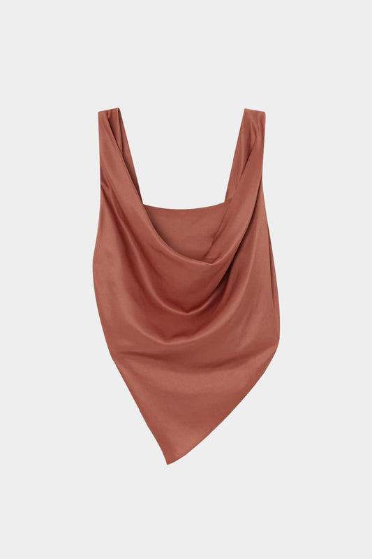 Satin Asymmetrical Ruched Tank Top