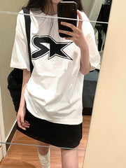 White Street Oversized Star Print Short Sleeve Tee