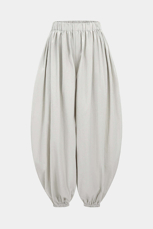 Solid Ruched Lantern Trousers