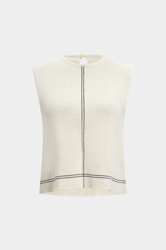 Knit Hollow Out Contrast Tank Top