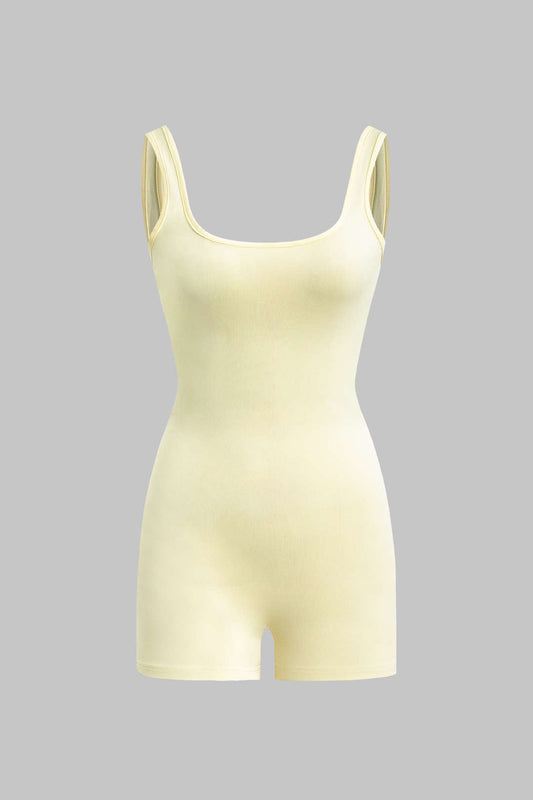 Basic Solid Square Neck Romper