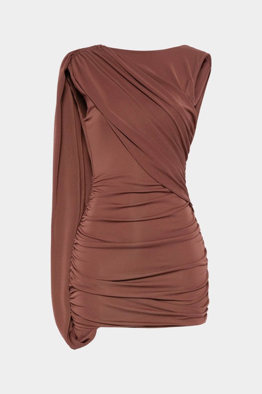 Ruched Asymmetrical Sleeveless Mini Dress
