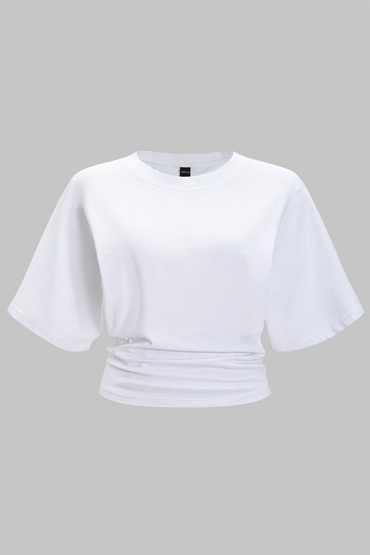 Plus Size Solid Round Neck Short Sleeve T-Shirt