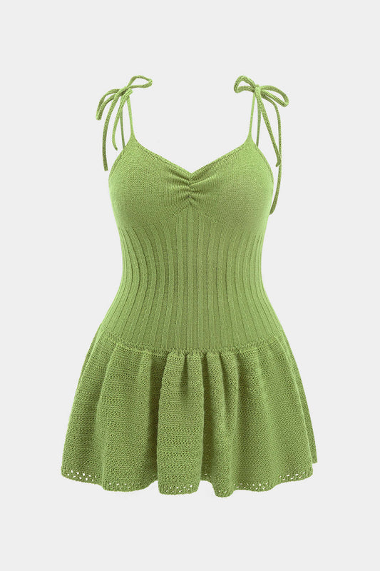 Plus Size Ruched Tie Up Mini Dress