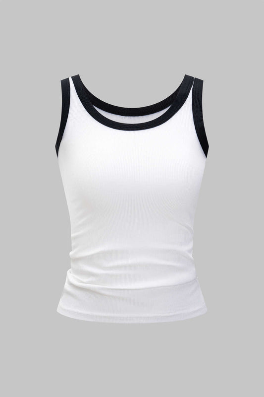 Ribbed Contrast Tank Top