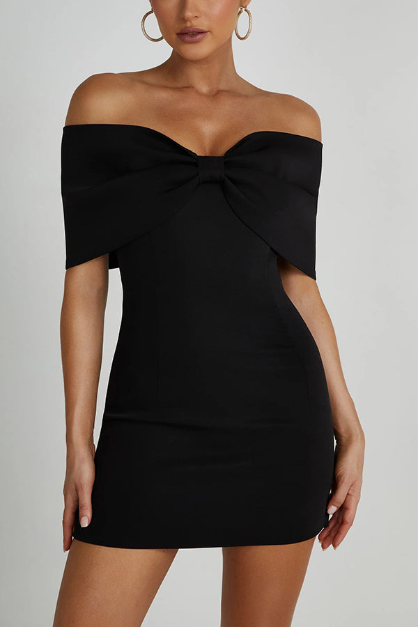 Maria - Off Shoulder Bow Mini Dress