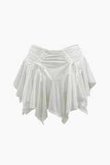 Vintage Ruched Drawstring Asymmetric Mini Skirt