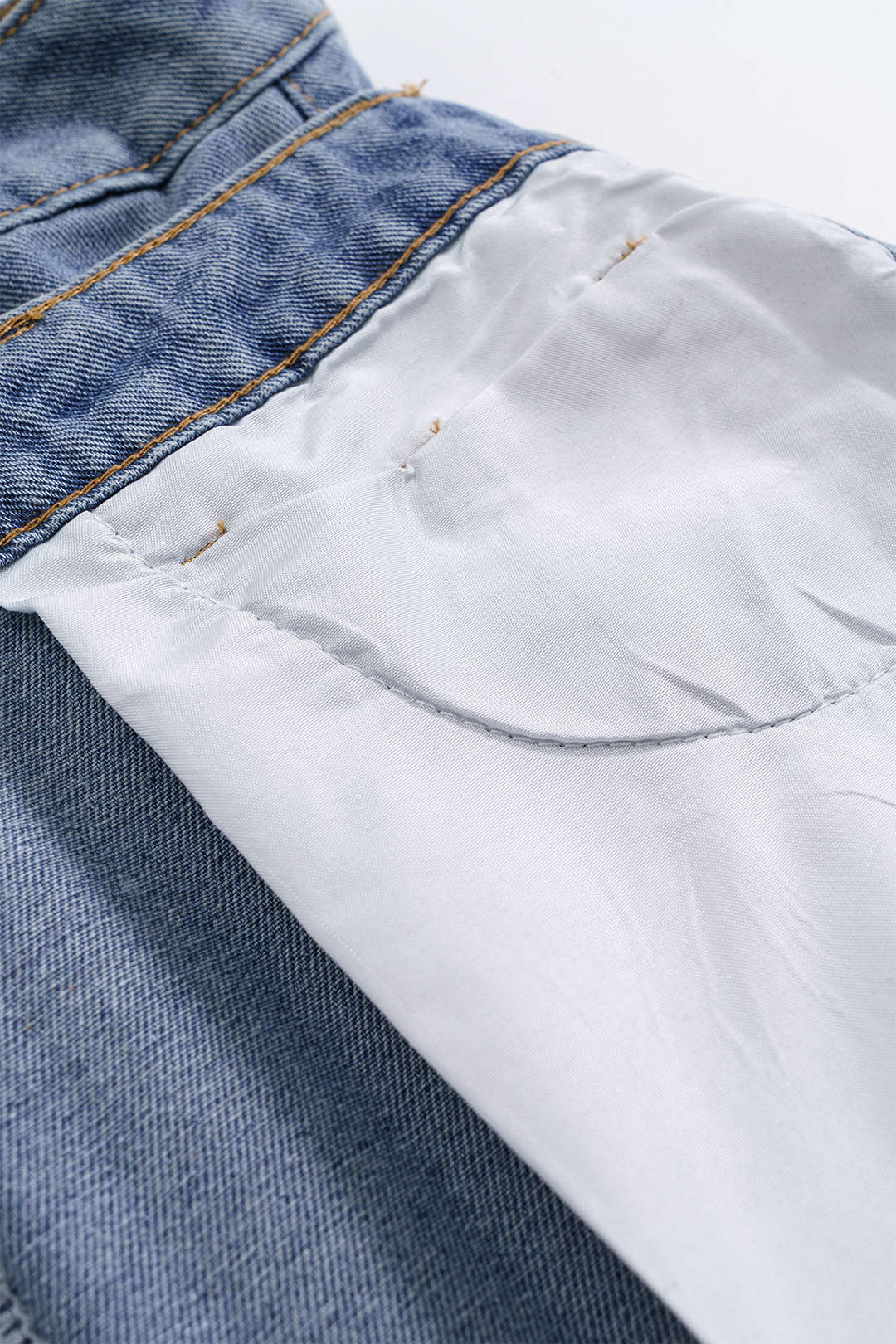 Denim Double Waistband Mini Skirt