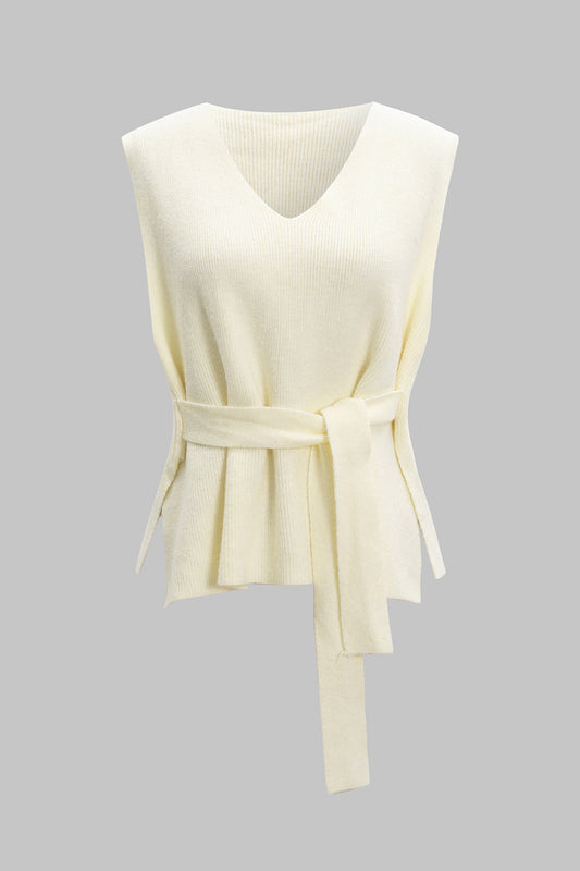 Knit Tie-Up V-Neck Sleeveless Vest