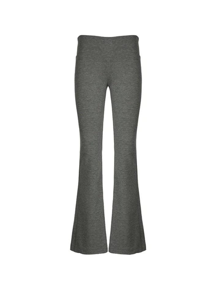 Solid Color Classic Slim Fit Flare Leg Pants