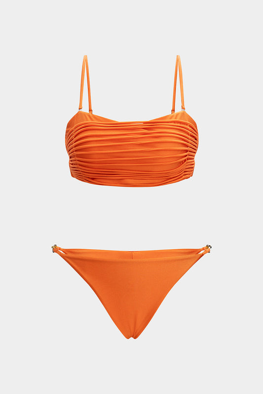 Ruched Tie-Back Backless Bikini Set