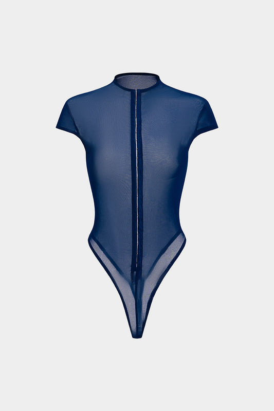 Sheer Mesh Short Sleeve Bodysuit