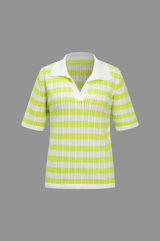 Knit Color Block Short-Sleeve Top