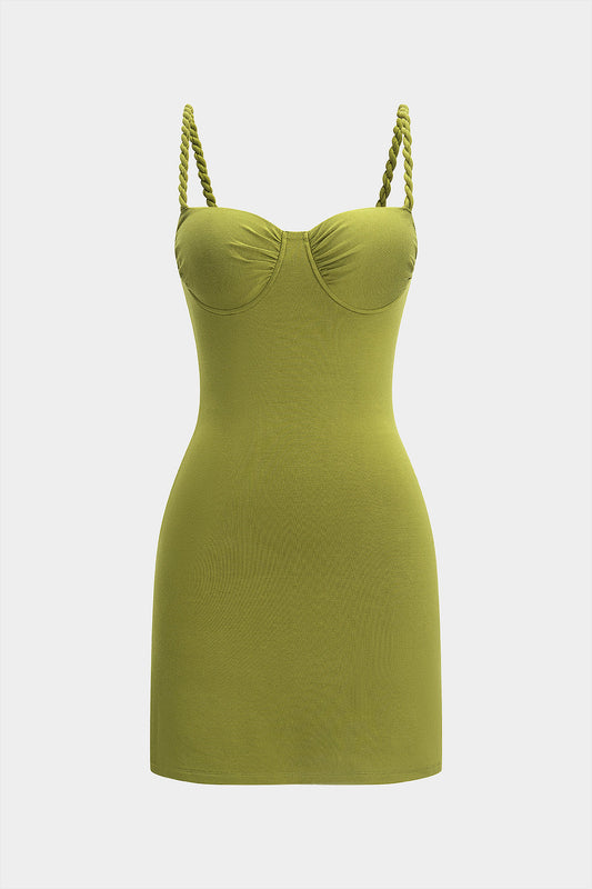 Bustier Ruched Braided Sleeveless Mini Dress