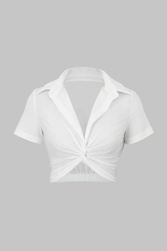 Basic Twist Detail Cropped Shirt
