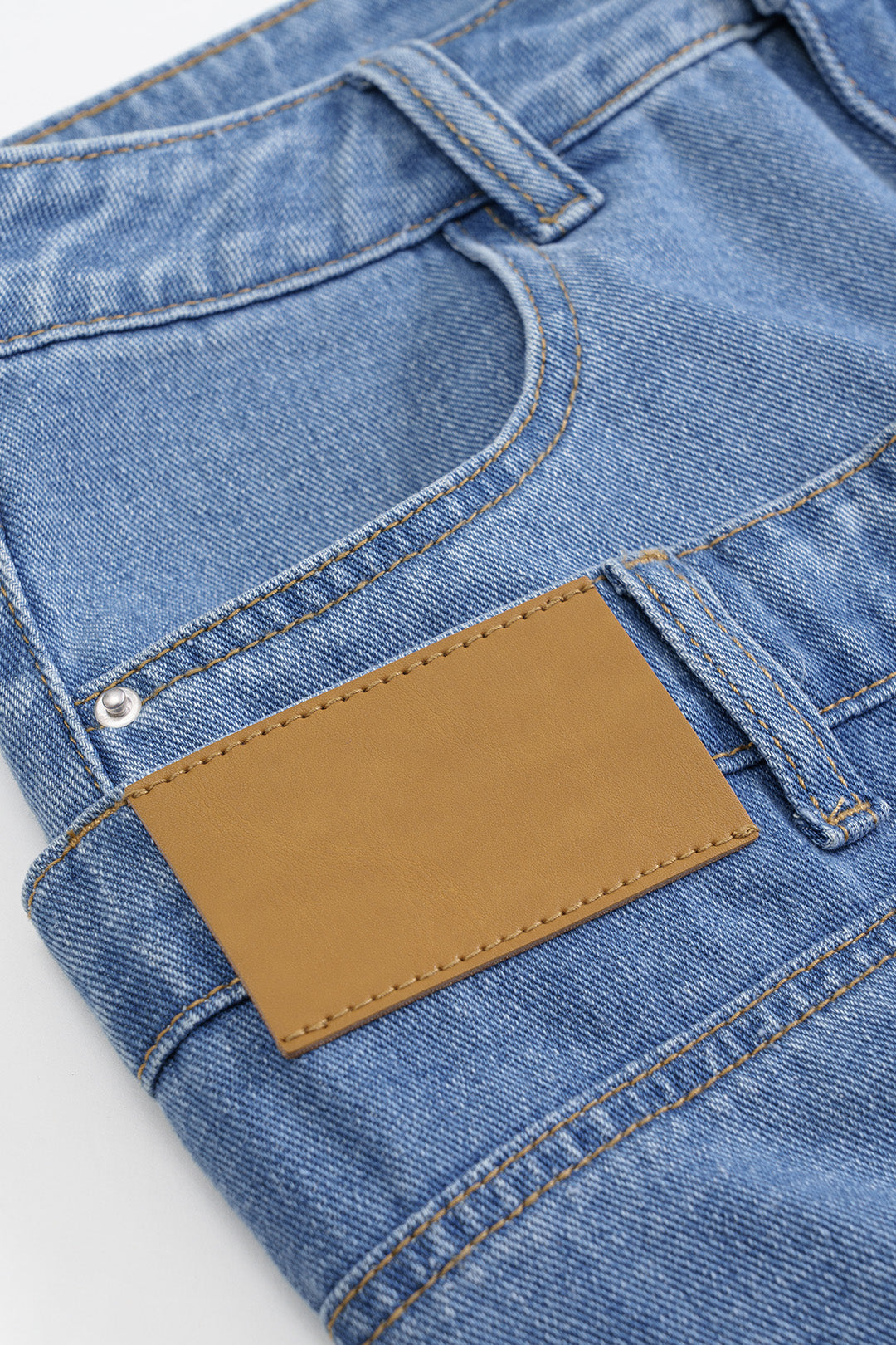 Denim Asymmetrical Pocket Button Skirt