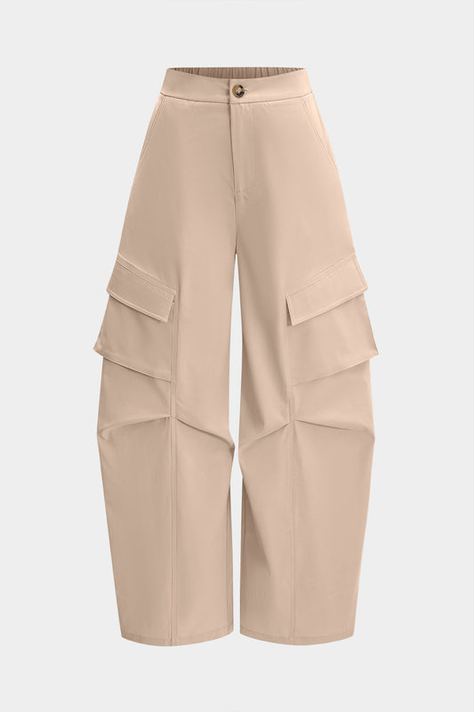 High Waist Pocket Barrel Trousers