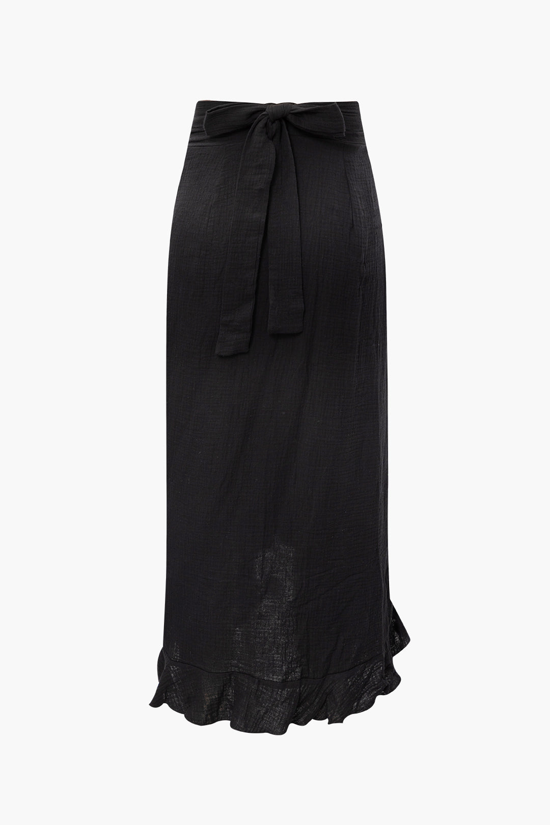 Puff Sleeve Wrap Tie Blouse And Ruffle Skirt Set