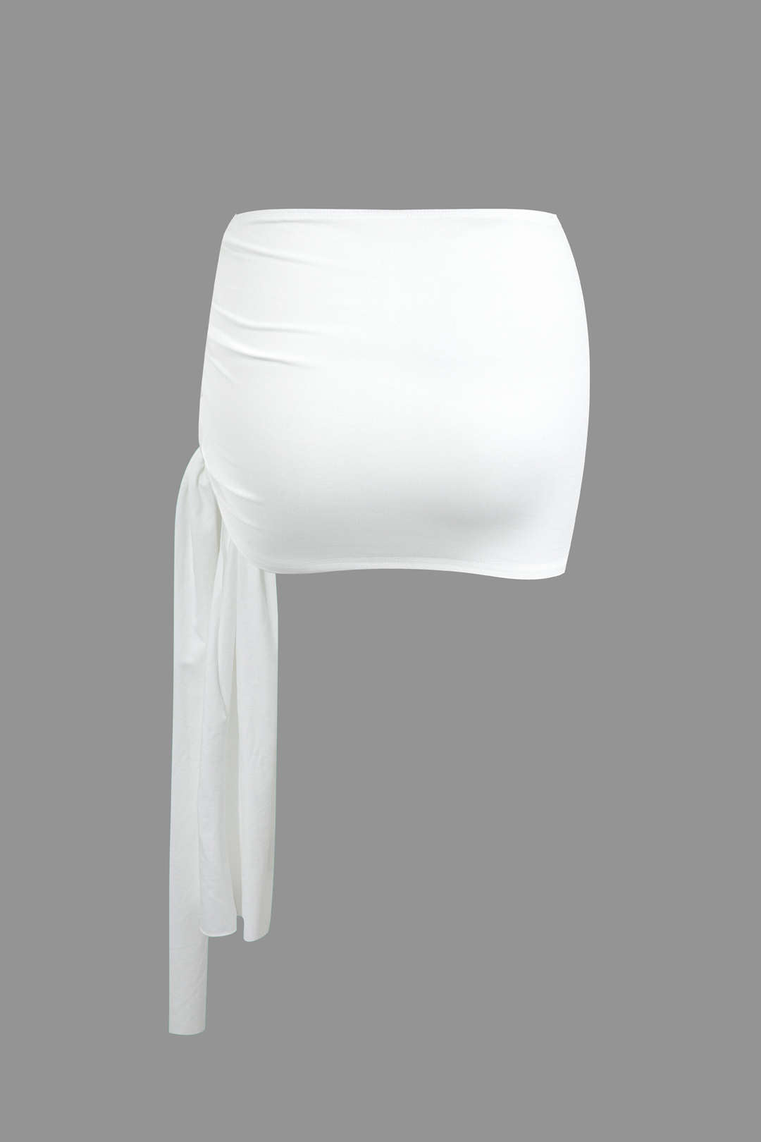 Basic Asymmetrical Ruched Crop Top And Tie Mini Skirt Set